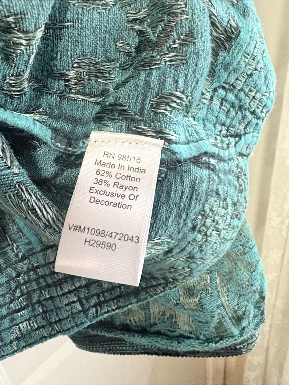 Vintage-Inspired Teal Brocade Jacket with Mandarin Collar Size XL - Picture 14 of 16